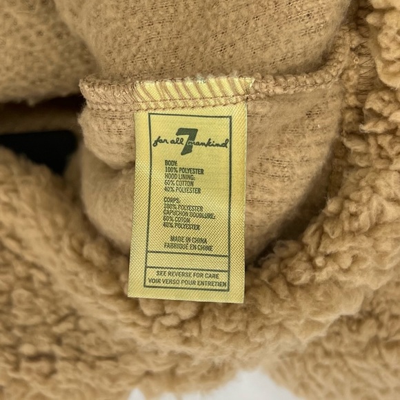 3 - 6 month 7 For All Mankind fuzzy tan jacket w/ ears on hood unisex 3 - 6 mo - Picture 8 of 8